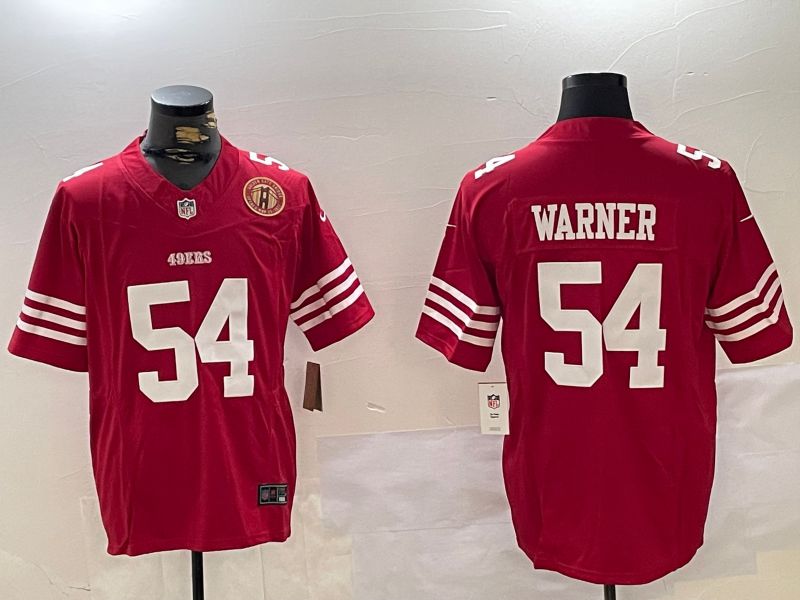 Men San Francisco 49ers #54 Warner Red Three generations 2024 Nike Vapor Limited NFL Jersey style 3